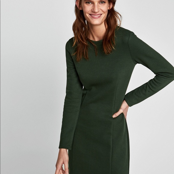 Zara | Dresses | Nwt Zara Green Long Sleeve Knit Dress | Poshmark